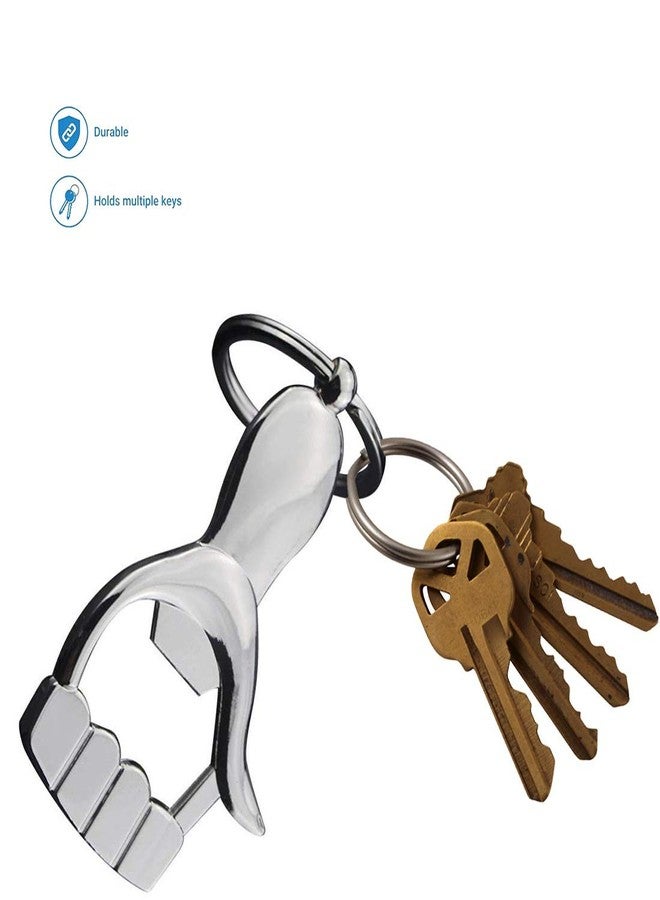 Stealodeal New Multifunctional Metal Key Chain Thumbs Up Hand Bottle Opener Key Ring Silver - Image 2